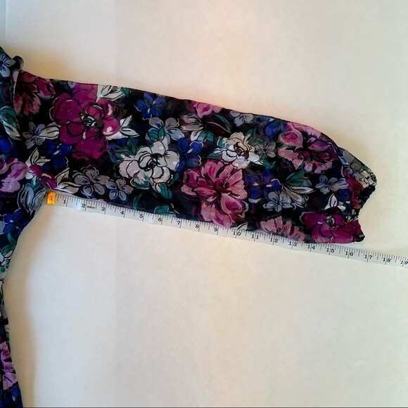 LAST CHANCE! Tahari by ASL Long Sleeve Clip Dot Chiffon Floral Dress Size 2 - Picture 13 of 13